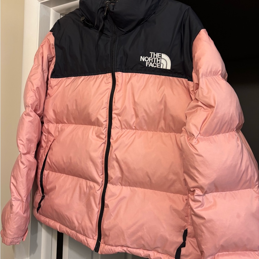 The North Face Pink and Black Puffer Jacket